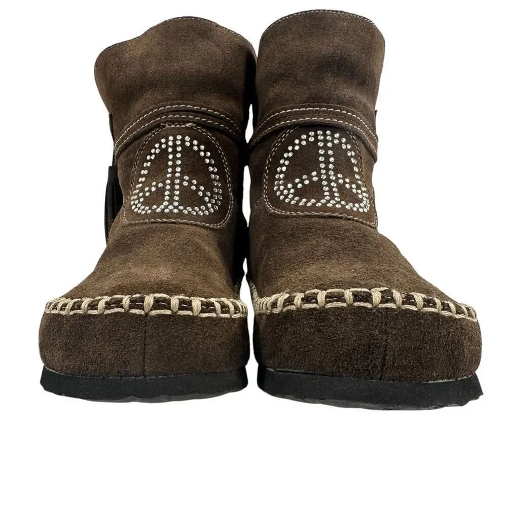 Vintage Sherpa Lined Suede Moccasin Winter Boots Women’s Size 6.5/7